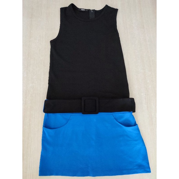Preloved Mphosis Blue & Black Mini Dress