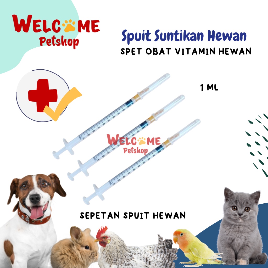 Spuit Suntikan 1ml Spet Sepetan Jarum Anjing Kucing Kelinci Unggas Obat Vitamin Hewan Sakit