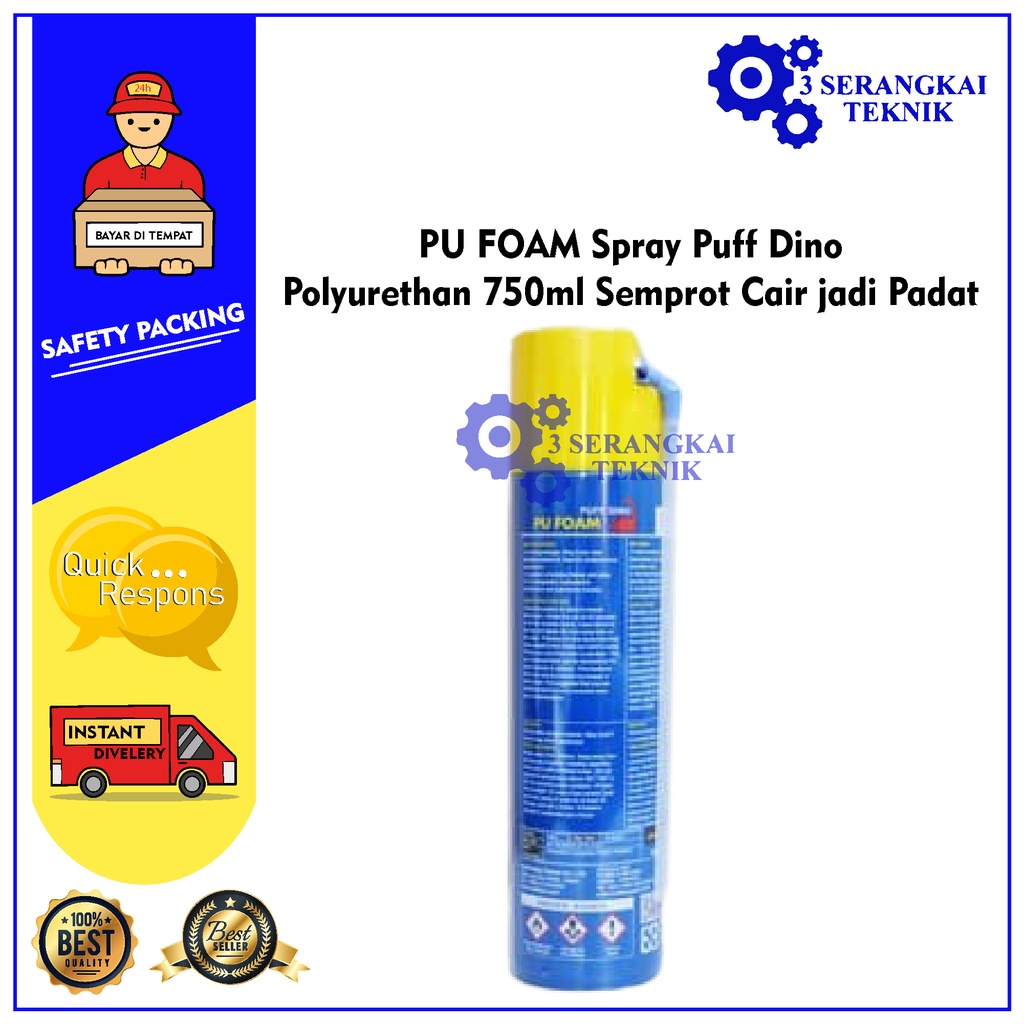 PU FOAM Spray Puff Dino 750ML Polyurethan Semprot Cair jadi Padat