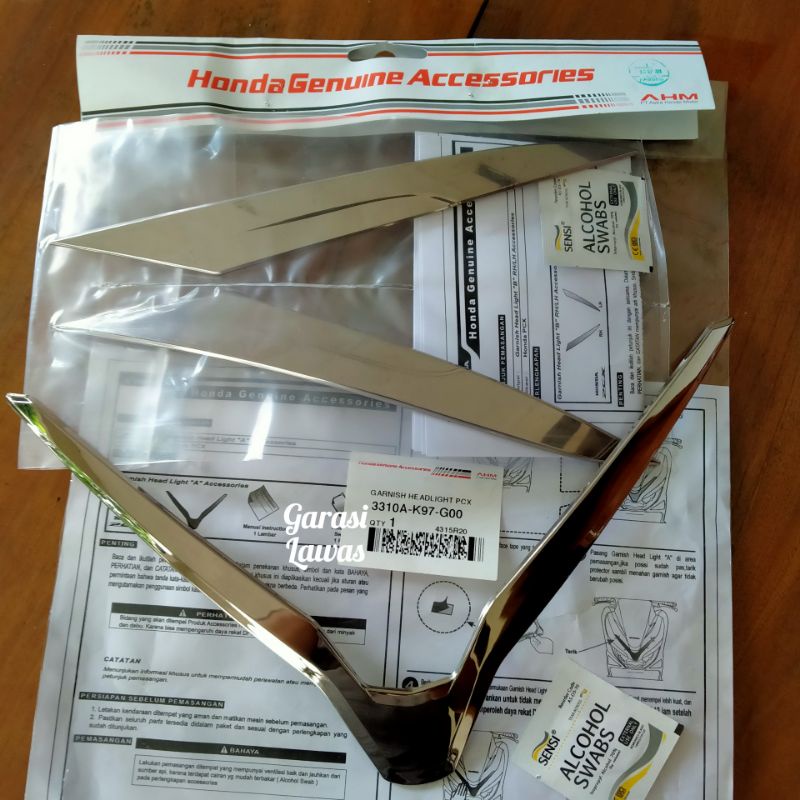 3310A-K97-G00 Garnish Headlight original AHM Honda PCX 150 variasi lis lampu depan chrome ori PCX 15