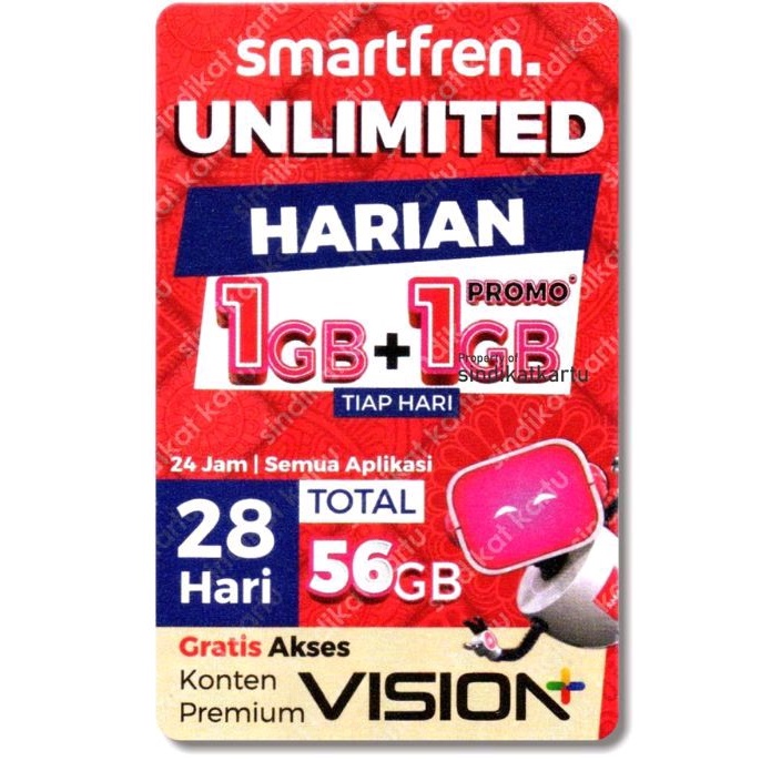 VOUCHER SMARTFREN UNLIMITED 1+1 gb UNLIMITED HARIAN