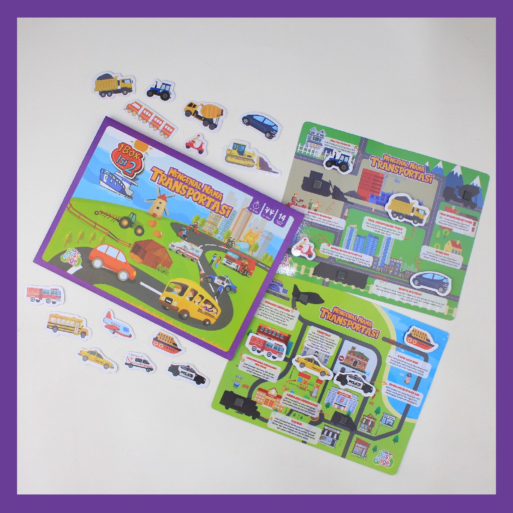 [1BOX ISI 2] KONSEP BUSY PAGE MENGENAL TRANSPORTASI / ACTIVITY SHEET / MAINAN EDUKASI ANAK