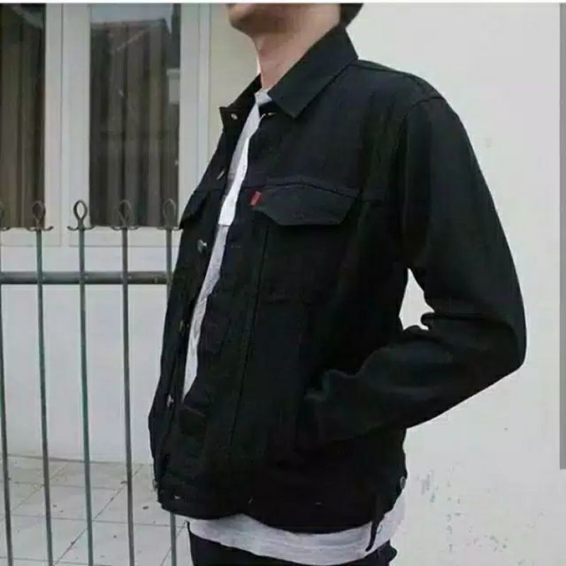 JAKET JEANS PRIA WANITA LEVIS HITAM BEST SELLER HITAM DILLAN GROSIR MURAH