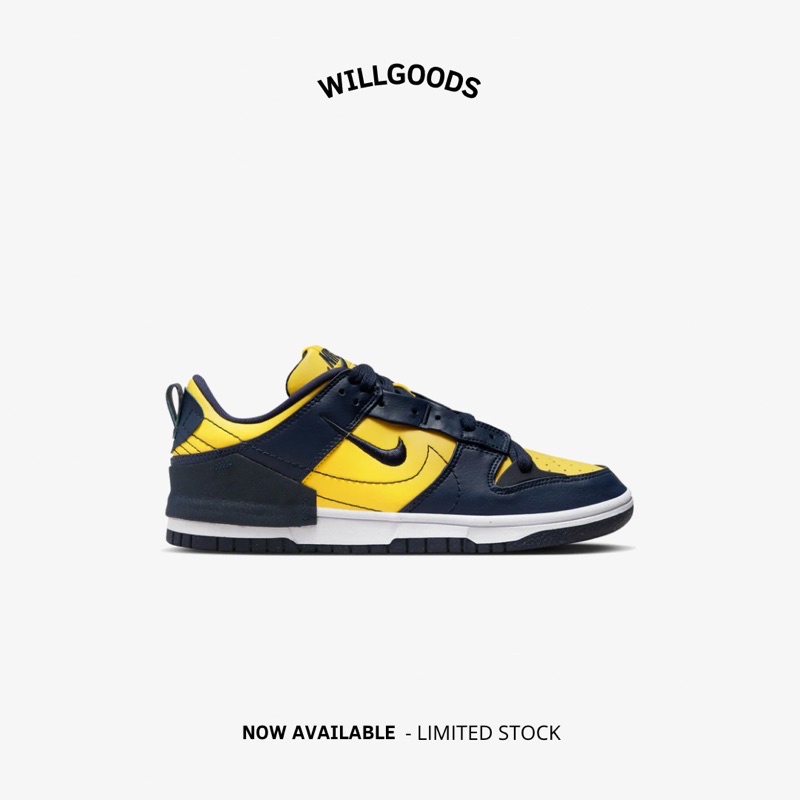 Nike Dunk Low Disrupt 2 Michigan Navy Yellow Women Original Resmi BNIB