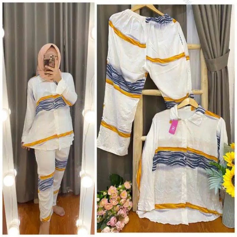 set daily setelan Gladys yellow rayon viscose premium