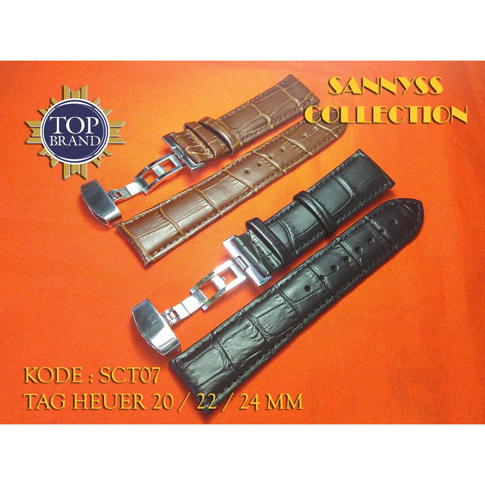 STRAP TALI JAM TAG HEUER KULIT 20 - 22 - 24 MM COKLAT - HITAM