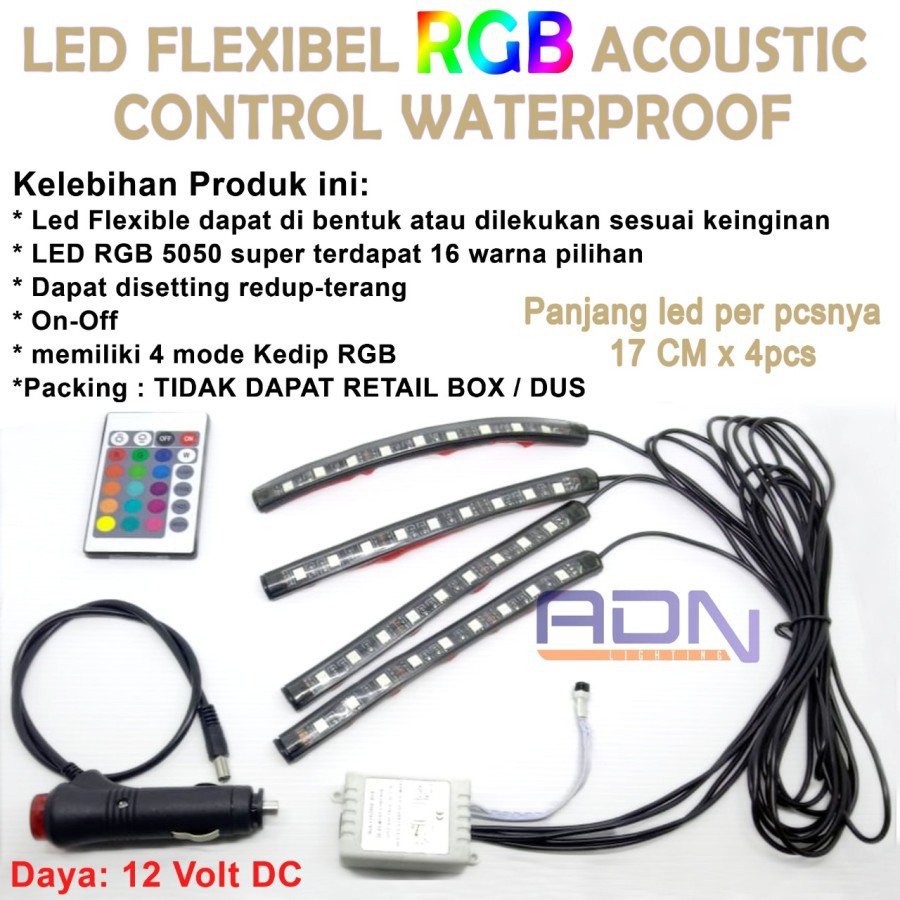 LED LAMPU KOLONG + Remote Dekorasi Dashboard Mobil 16 Warna DRL RGB