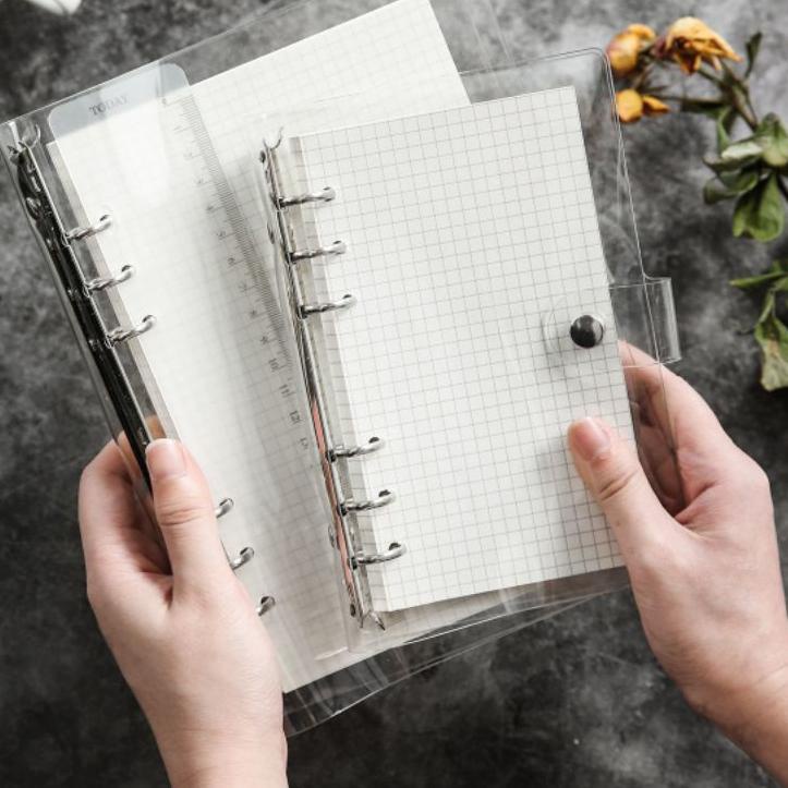 

♞ 6 ring binder transparan A5 A6 - journal planner notebook buck tulip catatan polos ［thehanscorner］