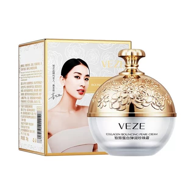 Veze Collagen Bouncy Pearl Cream Whitening Moisturizing Anti-Aging Pearl Krim Wajah