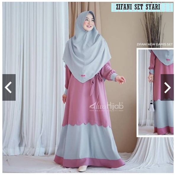 HKB- ZIFANI SET SYARI + PLUS HIJAB | BAJU GAMIS BAYAR DITEMPAT / GAMIS MURAH