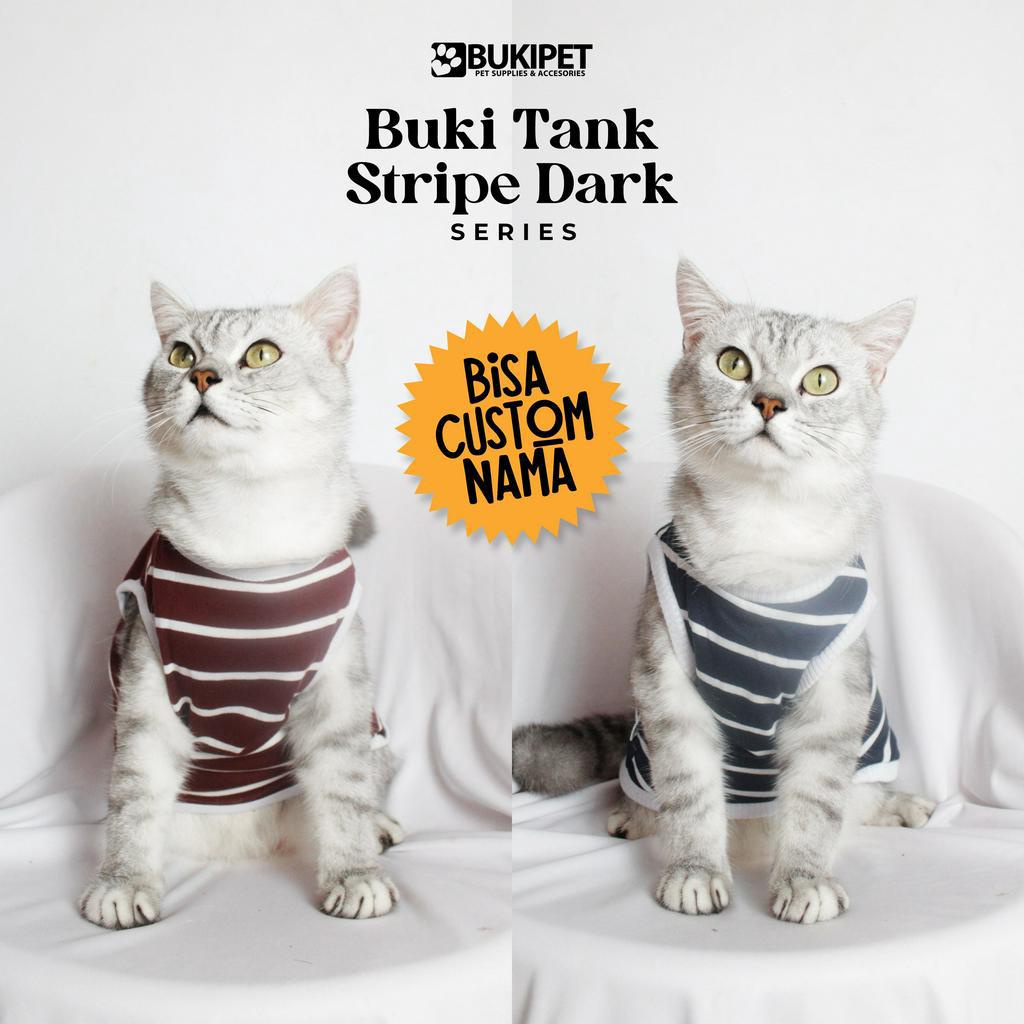 Baju kucing anjing monyet kelinci cowok cewek lucu-BUKIPET TANK STRIPE DARK SERIES