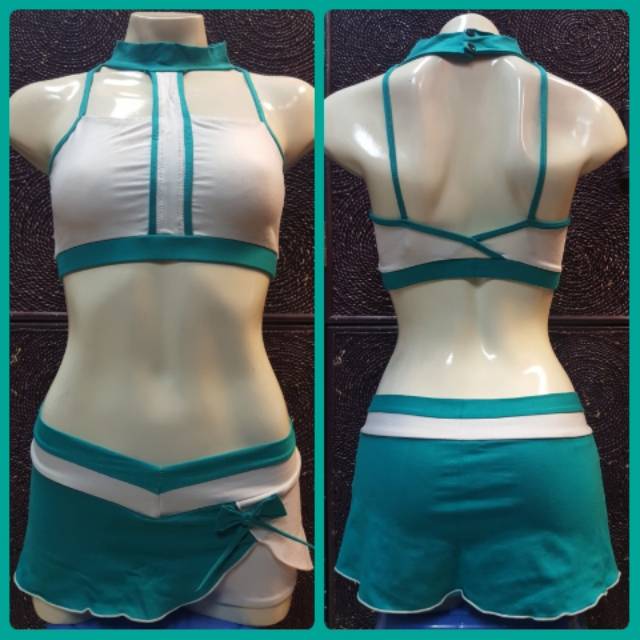 Baju Senam Hijau Tosca , Setelan Bra & Rok