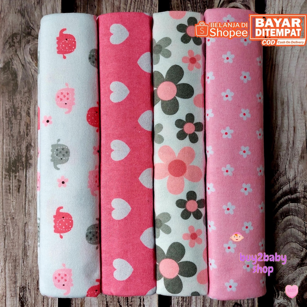 Bedong bayi Carter bahan flanel motif boy &amp; girl 4 PCS