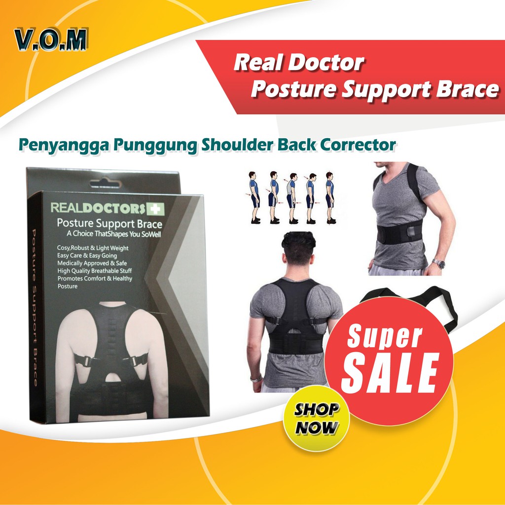 VOM-Posture Support Brace Penyangga Punggung Shoulder Back Corrector 0579