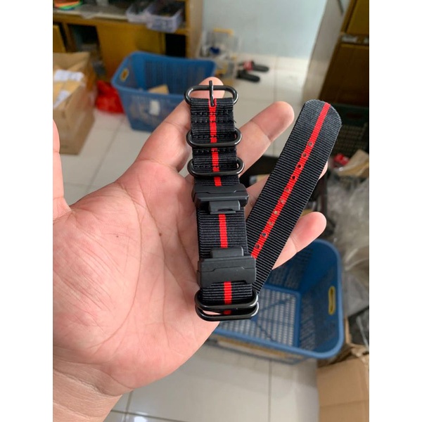 Strap Tali Jam Tangan G-shock Nato Zulu hitam list merah 24MM