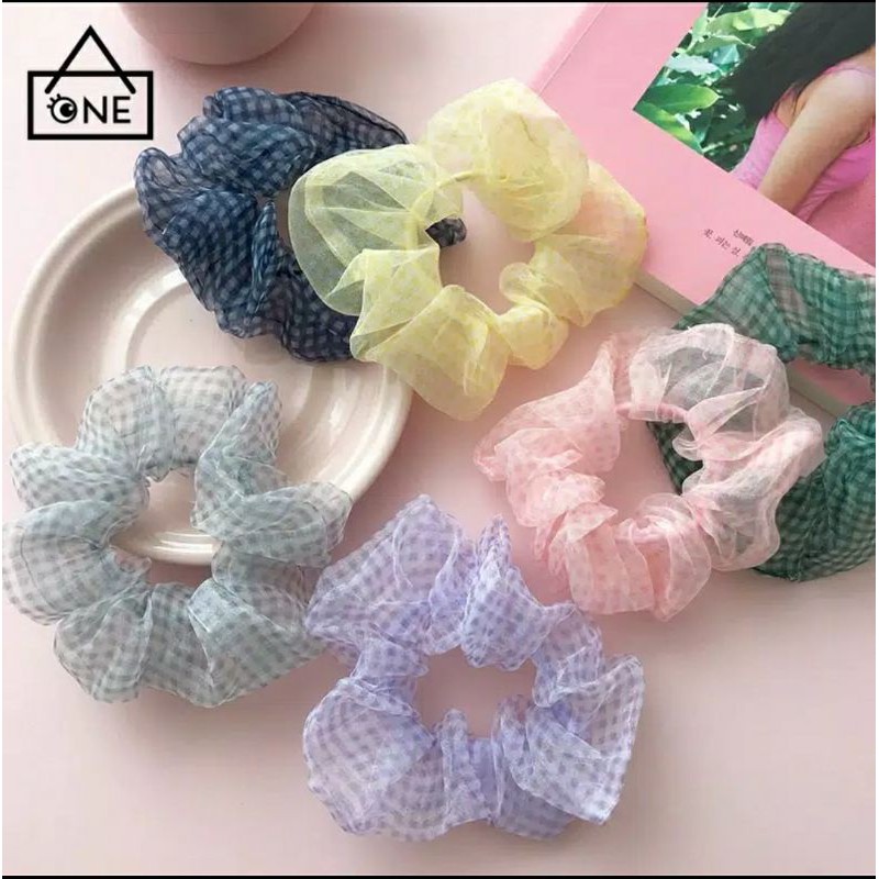 scrunchie ikat rambut model korea daisy aesthetic