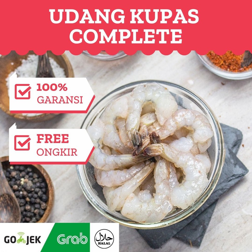 

Udang Kupas Kulit, Belah Punggung - Medium, 500g/ Udang Kupas Beku