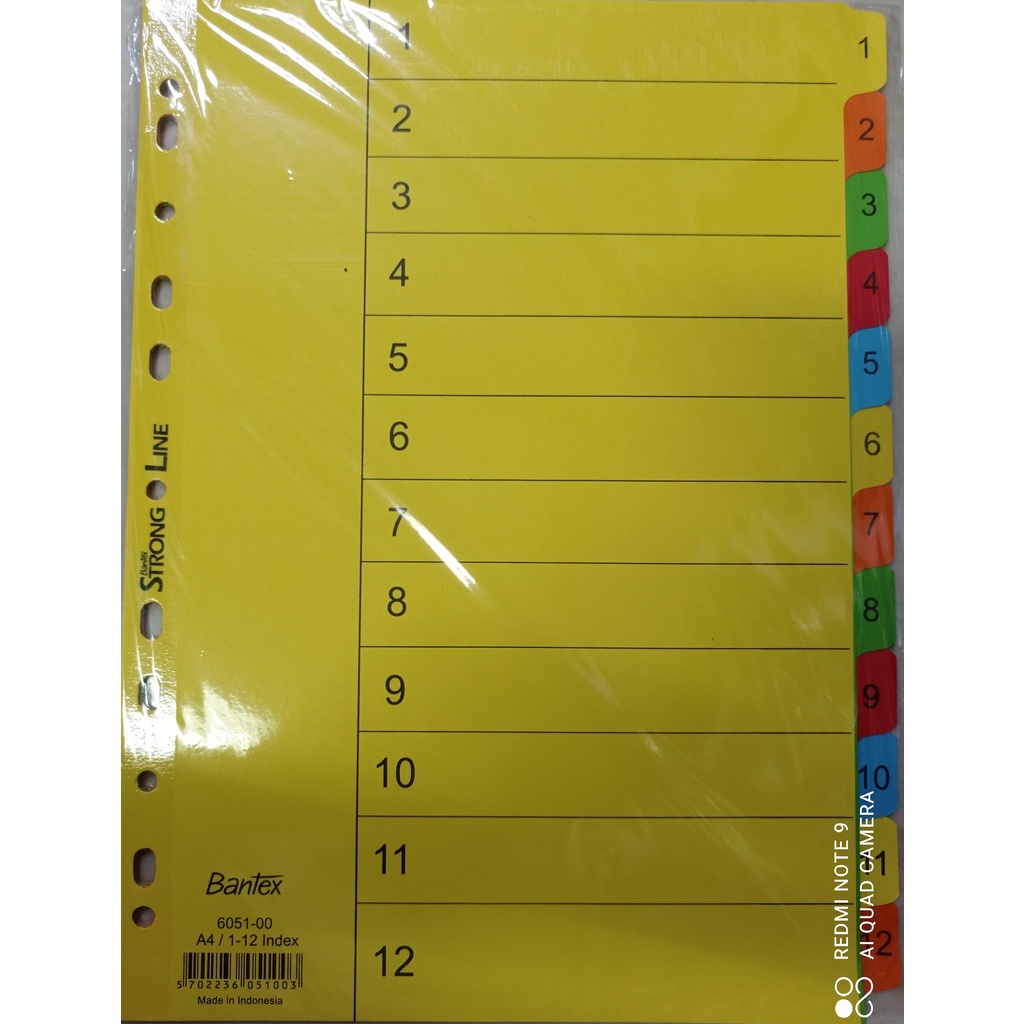 Pembatas/ Divider Bantex A4 6051 Angka  1 - 12