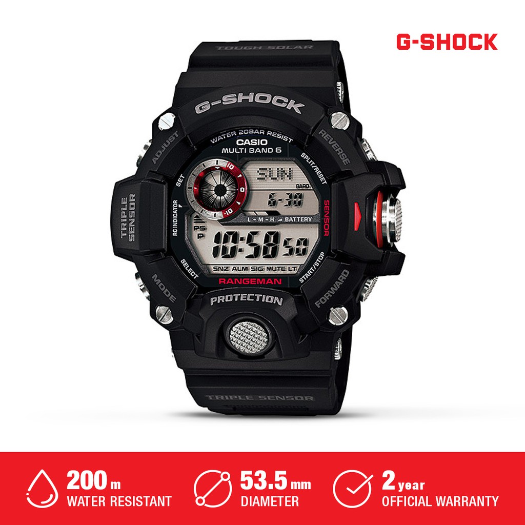 Casio G-Shock Original Rangeman Solar Power Jam Tangan Digital Pria GW-9400-1DR Black Ori Waterproof