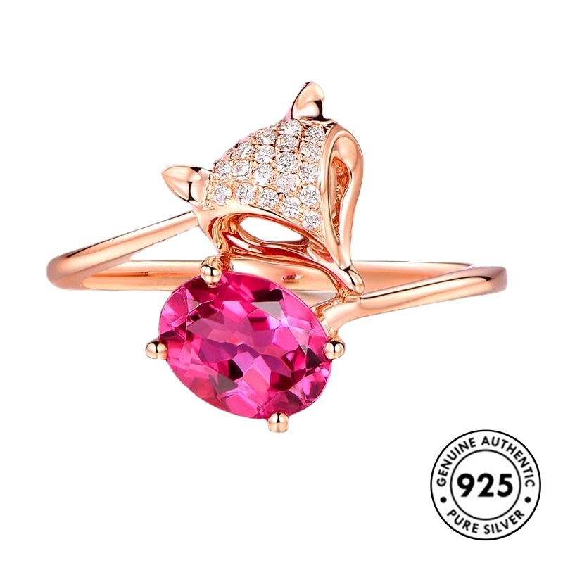 Cincin Bahan Sterling Silver 925 Desain Rubahmawar Ruby Untuk Wanita