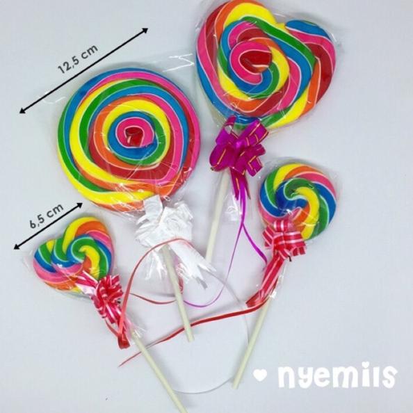 

[KODE PRODUK 6HJ6344] Permen lolipop besar 12,5cm candy lollypop bulat dan hati