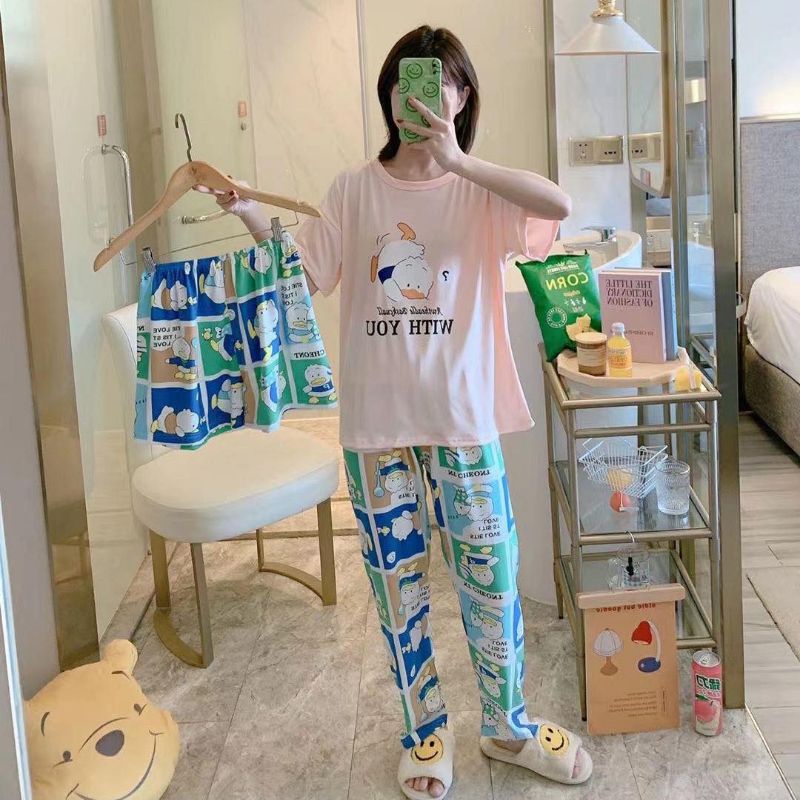 Baju Tidur Piyama Wanita / Cewek Dewasa Motif Import Kekinian 3in1