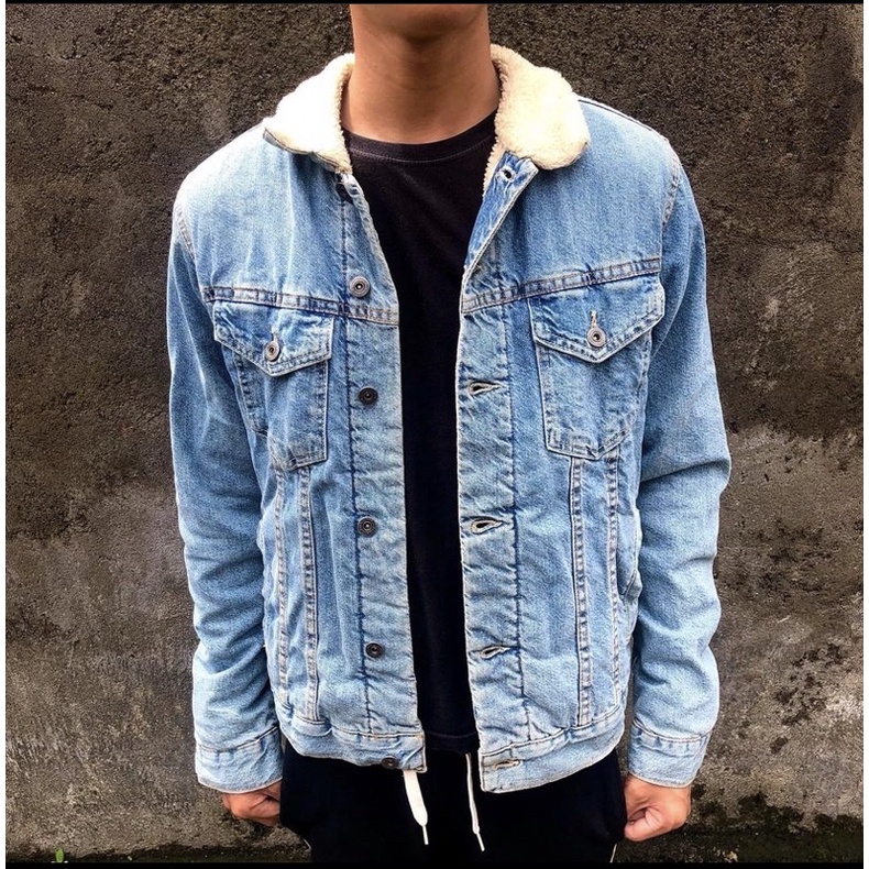 ZARA MAN Sherpa Trucker Jacket Denim second