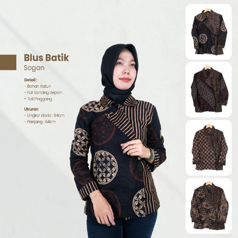 Blus Wanita Motif Batik Sogan - Naira Batik