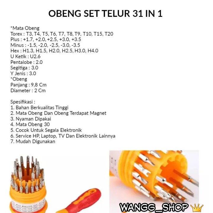 PAKETAN OBENG SET 31 IN 1 MULTIFUNGSI / PRECISION MULTIFUNCTIONAL SCREWDRIVER