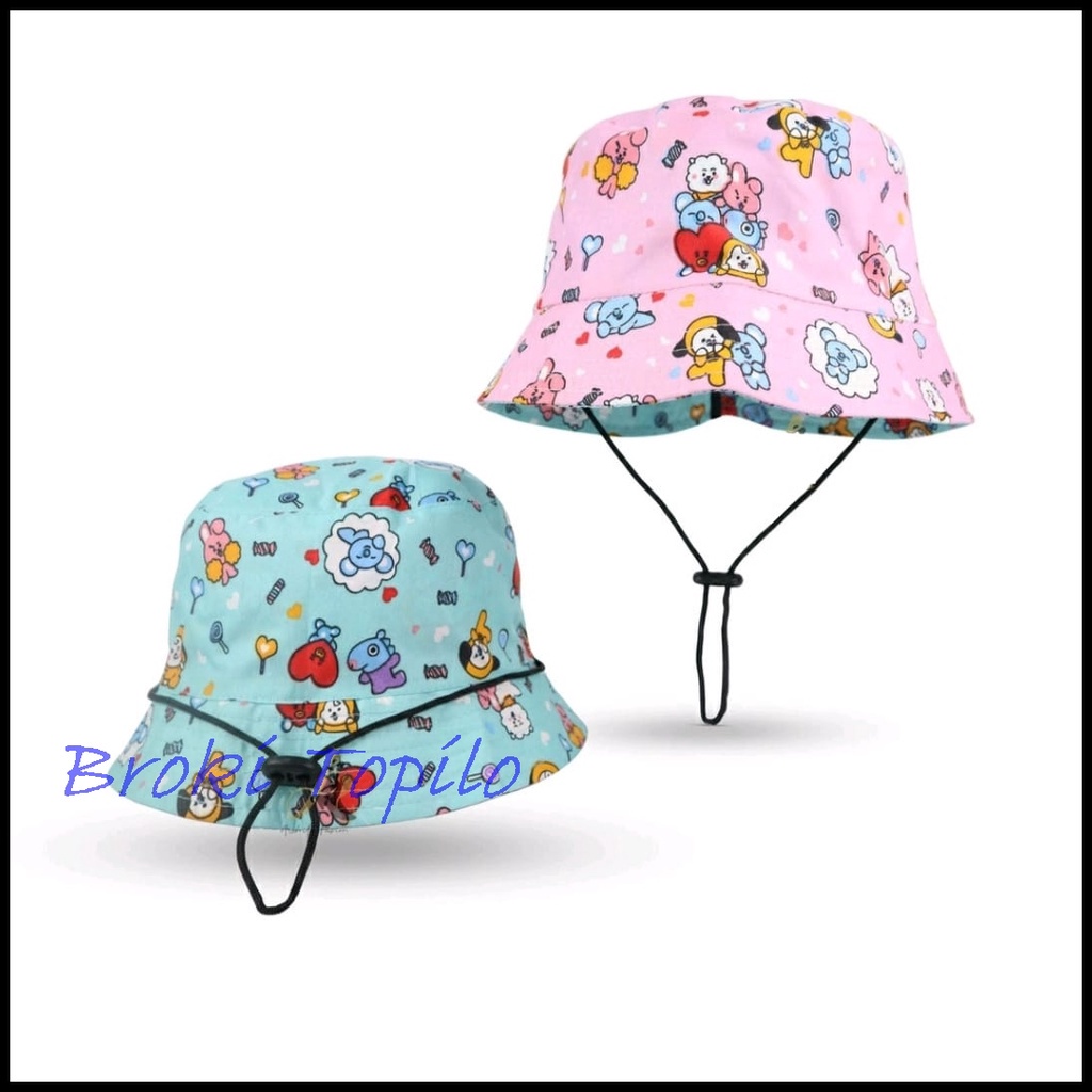 TOPI BUCKET ANAK ADA TALI BOLAK BALIK BAHAN KATUN 2 KARAKTER 2 - 5 TAHUN LAKI LAKI PEREMPUAN | FADHILAH SHOP BJB