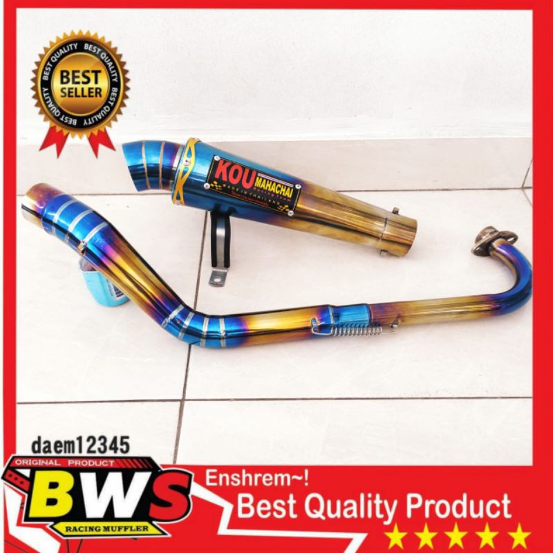 Knalpot kou mahacai Jupiter Supra x 125 Vega blue moon