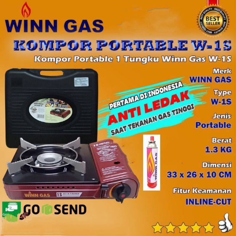 Winn Gas , W  1S ,   Win Gas , kompor  , Camping , Portable  + koper Stainless