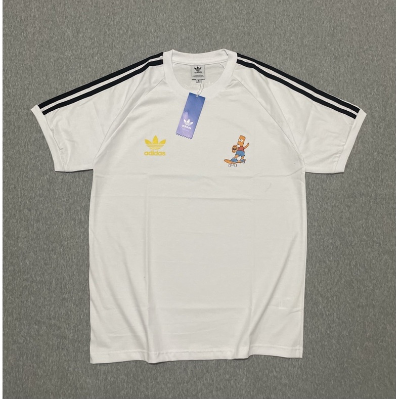 Kaos Adidas 3 Stripes x The Simpsons White