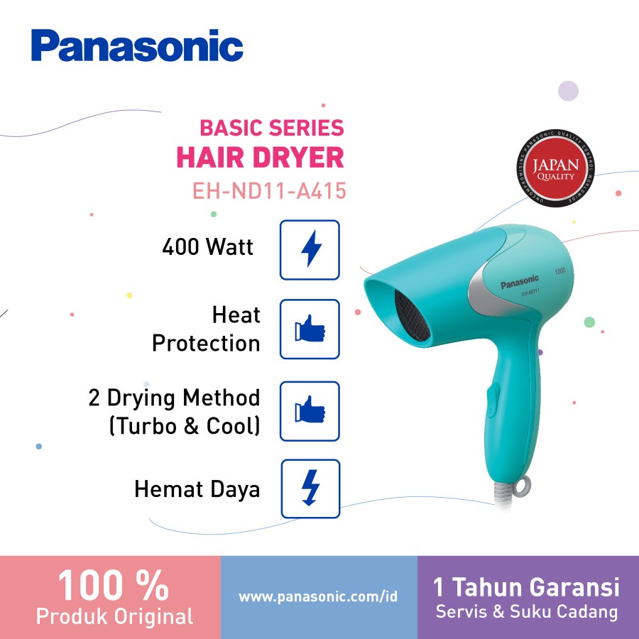 PANASONIC Hair Dryer Pengering Rambut EH-ND11 EH ND11 Biru - Putih - Pink