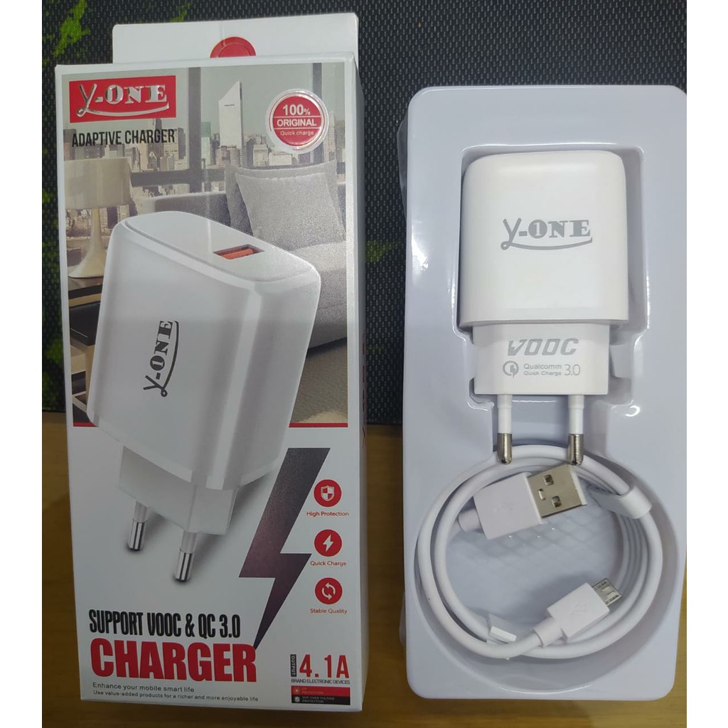 CHARGER CAS Y-ONE PC 09 MICRO USB SUPPORT FAST CHARGING DAN VOOC