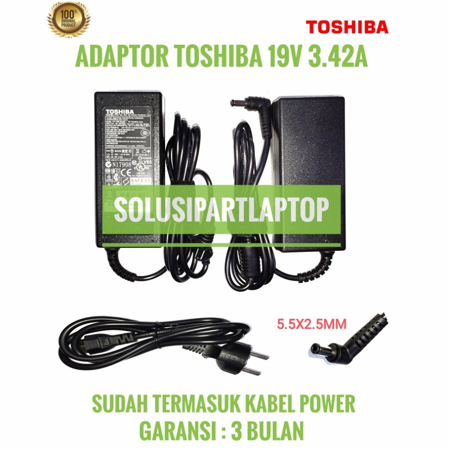 ADAPTOR TOSHIBA C800D C840 C840D 19V 3.42A 5.5*2.5MM ORIGINAL