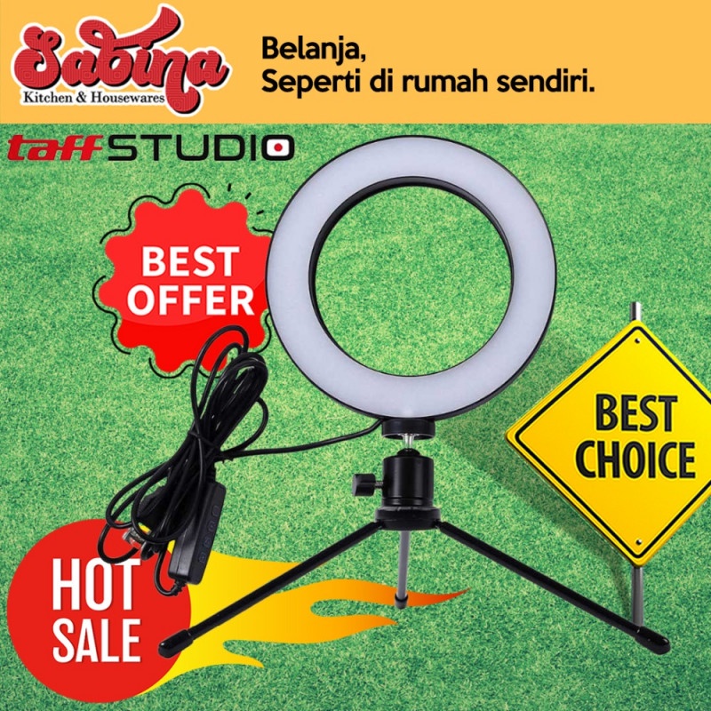 Lampu LED Bulat Halo Ring Light Kamera Lightning Studio Tripod Mini