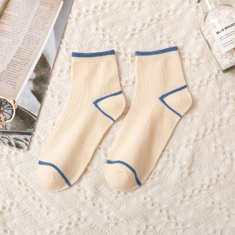 [ COD ] Kaos Kaki Ankle Semata Kaki Simple Motif Polos Garis Pria Wanita Unisex Murah Cute Socks Fashion Korea / Kaos Kaki Pria Polos / Kaos Kaki Pria Garis / Kaos kaki Wanita-Panjang Kream