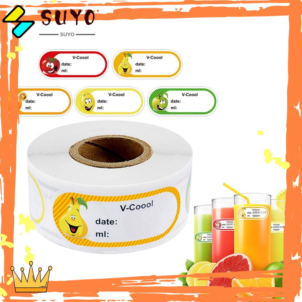 Suyo 250Pcs / Roll Stiker Kertas Kraft Motif Buah Untuk Segel Amplop DIY