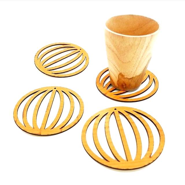 Coaster Grafir bentuk Bola Salju / Coaster Kayu / wooden coaster / hiasan dinding
