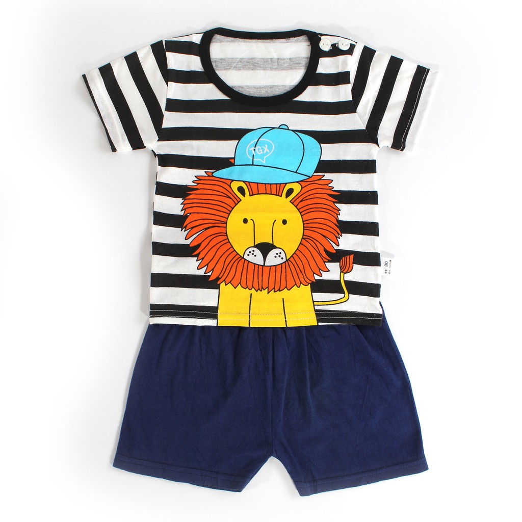 Setelan Anak Cowo Bahan Katun Impor Baju Anak gambar Lion Pakaian Anak Premium Set Bahan Katun impor