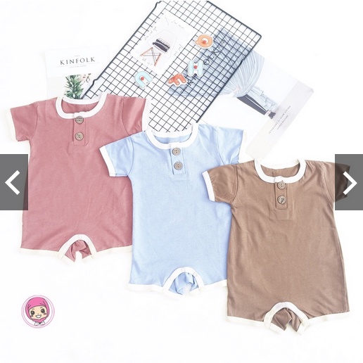 JUMPER BABY SUPER / JUMPER BBAY LUCU/  EARTH COLORS FLYNN ROMPER BAYI 0-2 Tahun / Playsuit Button Romper Baju Anak Bayi