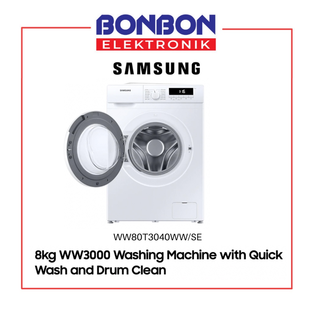 Samsung Mesin Cuci Front Loading 8KG WW80T3040WW/SE Digital Inverter WW3000