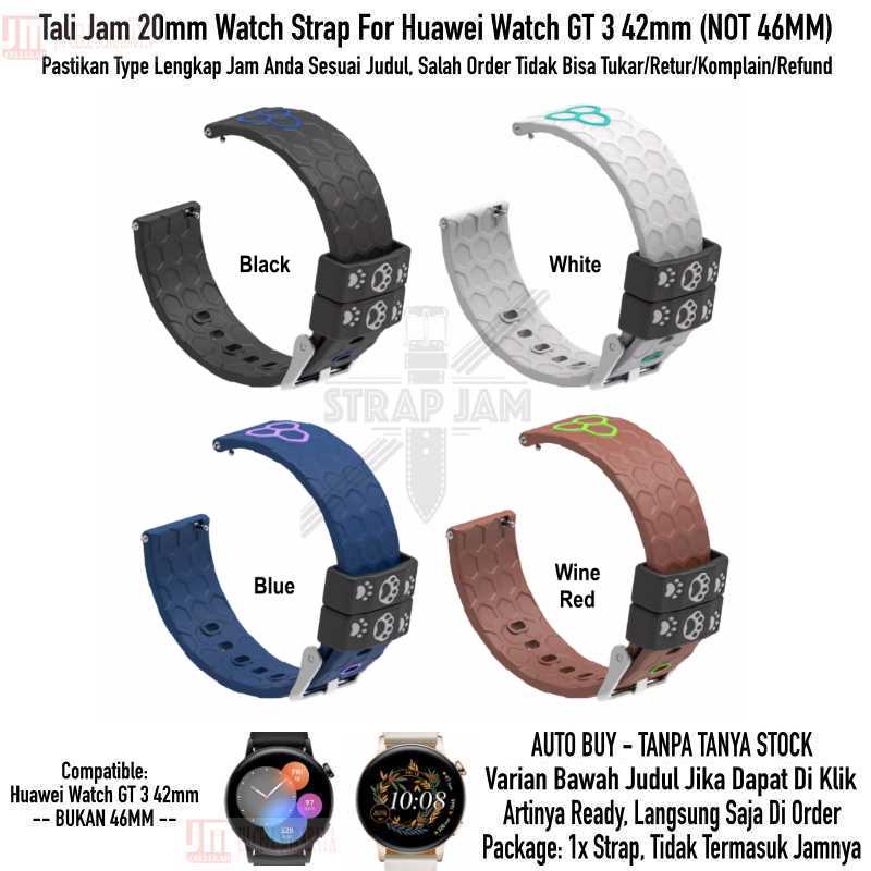 CUTE Strap Huawei Watch GT3 GT 3 42mm - Tali Jam Tangan 20mm Silikon Rubber Motif Timbul