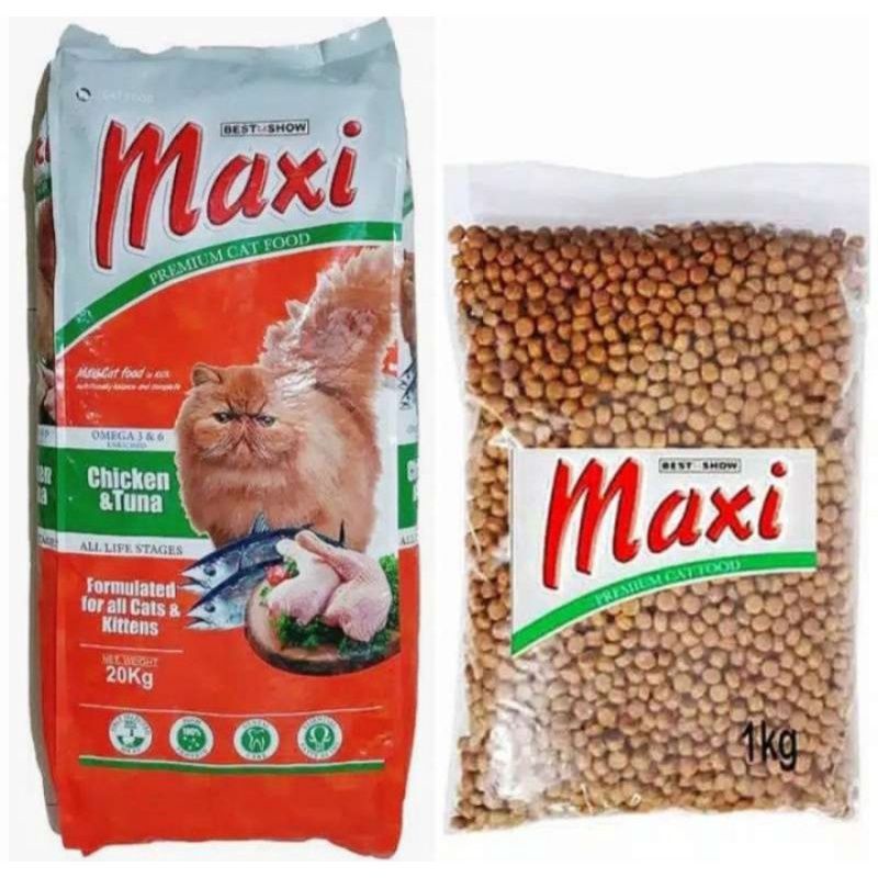 Maxi cat 20kg repack (1kgx20pcs) rasa chiken tuna