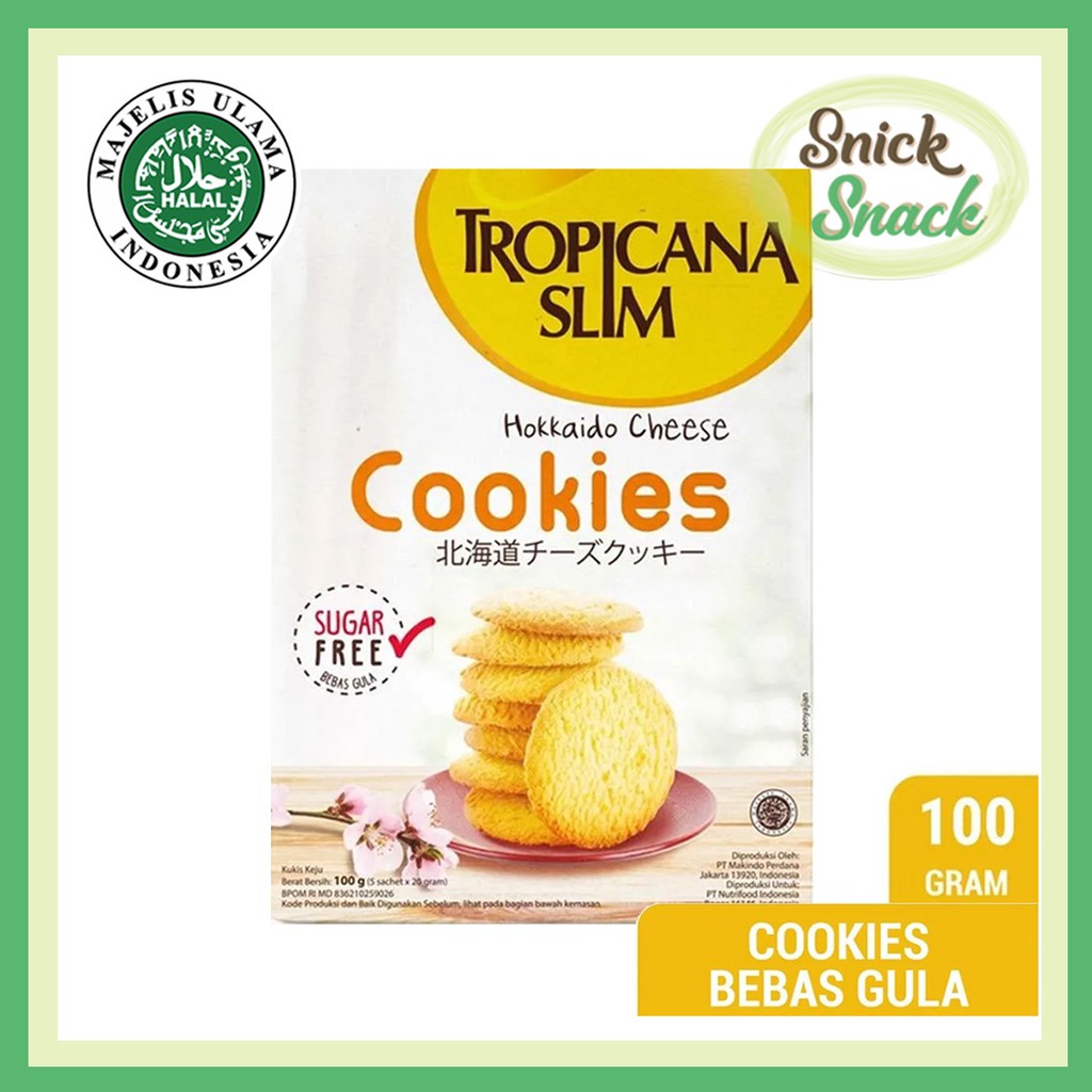 

Tropicana Slim Cookies Biskuit Diet Sugar Free Halal Hokkaido Cheese 100 gr Bebas Gula