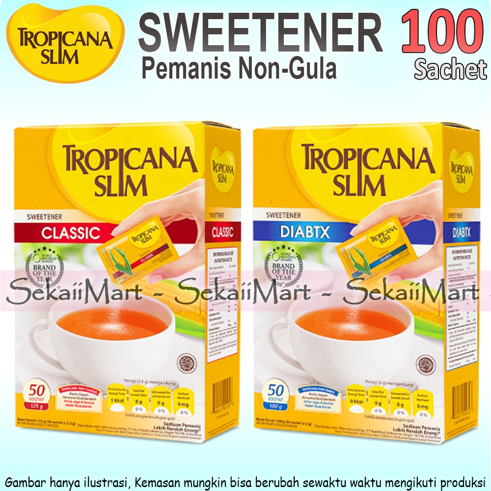 

TROPICANA SLIM Sweetener Classic / Diabtx - Pemanis Pengganti Gula isi 100 Sachet