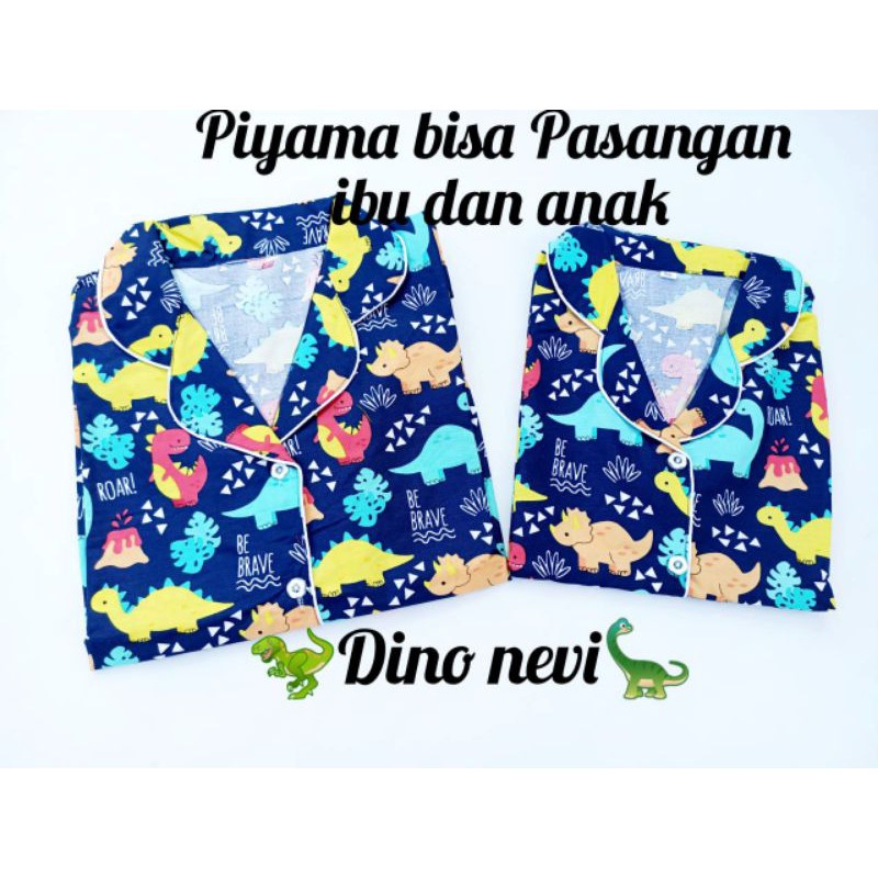 piyama anak cowok murah katun dinosaurus navy