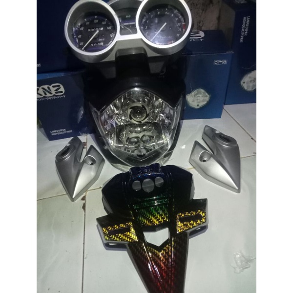 Paket Lengkap Hedlamp Projie Runing Spidometer Kupingan Spakbor Karbon Celup Tebal