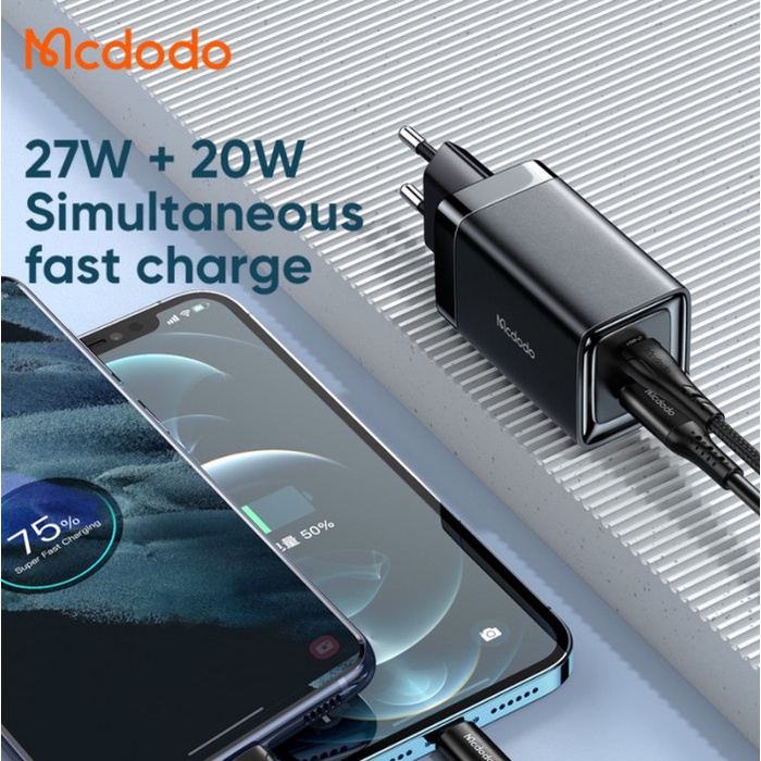 MCDODO CH-565 Charger USB Type C To Type C Fast Charging Dual Port 47W
